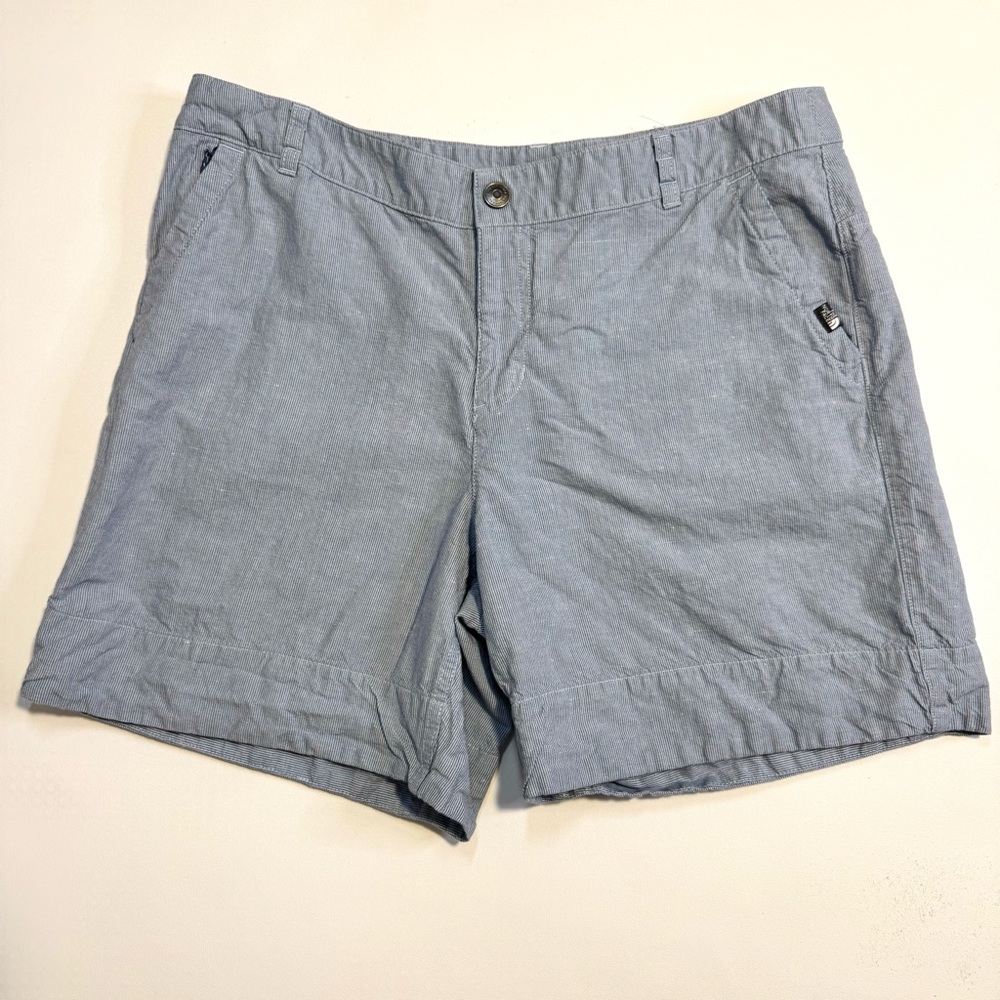 The North Face Linen Light Blue Striped Women's Long Chino Shorts Size 14